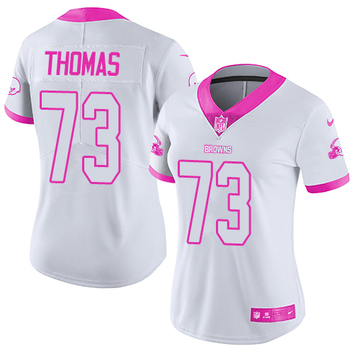 Women's Limited Joe Thomas Nike Jersey White/Pink - #73 Rush Fashion NFL Cleveland Browns